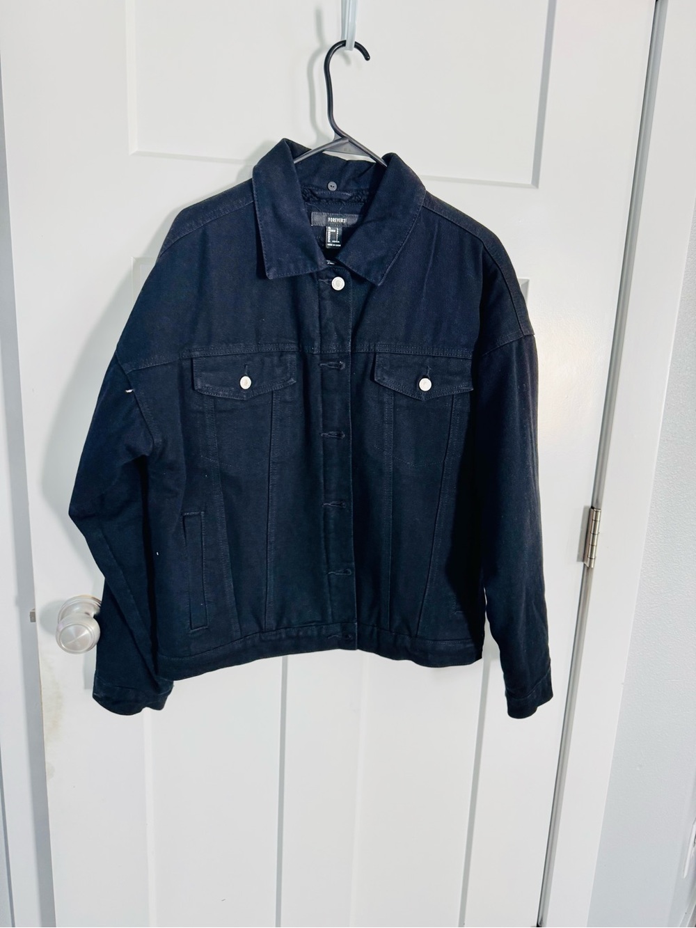 Forever 21 Black Denim Trucker Jacket